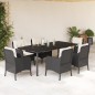 vidaXL Set de comedor de jardín 7 pzas y cojines ratán sintético negro vidaXL Set de comedor de jardín 7 pzas y cojines ratán sintético negro