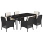 vidaXL Set de comedor de jardín 7 pzas y cojines ratán sintético negro vidaXL Set de comedor de jardín 7 pzas y cojines ratán sintético negro