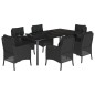 vidaXL Set de comedor de jardín 7 pzas y cojines ratán sintético negro vidaXL Set de comedor de jardín 7 pzas y cojines ratán sintético negro