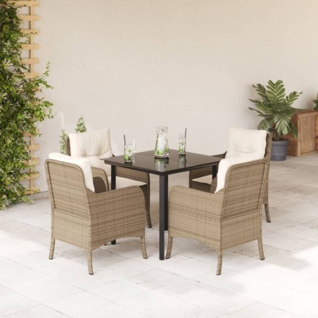 vidaXL Set comedor de jardín 5 pzas con cojines ratán sintético beige