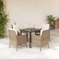 vidaXL Set comedor de jardín 5 pzas con cojines ratán sintético beige vidaXL Set comedor de jardín 5 pzas con cojines ratán sintético beige