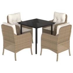 vidaXL Set comedor de jardín 5 pzas con cojines ratán sintético beige