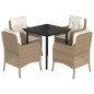 vidaXL Set comedor de jardín 5 pzas con cojines ratán sintético beige vidaXL Set comedor de jardín 5 pzas con cojines ratán sintético beige