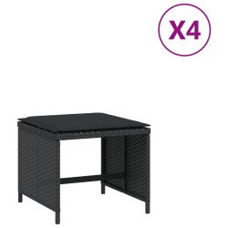 vidaXL Taburetes de jardín con cojines 4 uds ratán PE negro 41x41x36cm