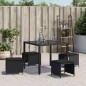 vidaXL Taburetes de jardín con cojines 4 uds ratán PE negro 41x41x36cm vidaXL Taburetes de jardín con cojines 4 uds ratán PE negro 41x41x36cm