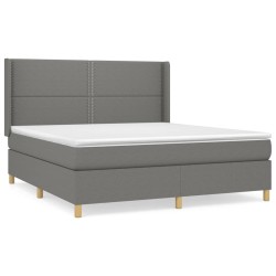vidaXL Cama box spring con colchón tela gris oscuro 160x200 cm