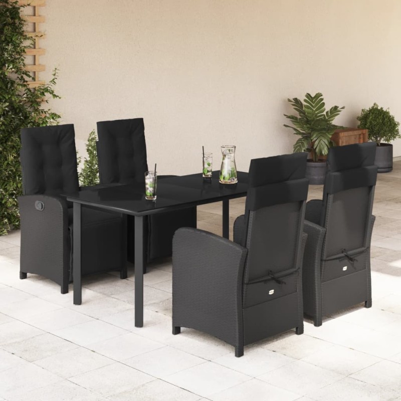 vidaXL Set de muebles jardín 5 pzas con cojines ratán sintético negro vidaXL Set de muebles jardín 5 pzas con cojines ratán sintético negro