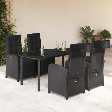vidaXL Set de muebles jardín 5 pzas con cojines ratán sintético negro