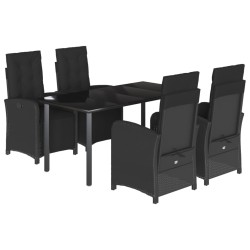 vidaXL Set de muebles jardín 5 pzas con cojines ratán sintético negro