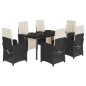 vidaXL Set de comedor de jardín 7 pzas y cojines ratán sintético negro vidaXL Set de comedor de jardín 7 pzas y cojines ratán sintético negro