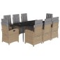 vidaXL Set comedor de jardín 9 pzas con cojines ratán sintético beige vidaXL Set comedor de jardín 9 pzas con cojines ratán sintético beige