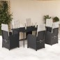 vidaXL Set de comedor de jardín 7 pzas y cojines ratán sintético negro vidaXL Set de comedor de jardín 7 pzas y cojines ratán sintético negro