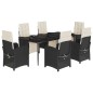 vidaXL Set de comedor de jardín 7 pzas y cojines ratán sintético negro vidaXL Set de comedor de jardín 7 pzas y cojines ratán sintético negro
