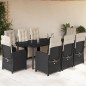 vidaXL Set de comedor de jardín 9 pzas y cojines ratán sintético negro vidaXL Set de comedor de jardín 9 pzas y cojines ratán sintético negro