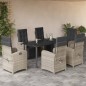 vidaXL Set comedor jardín 7 pzas y cojines ratán sintético gris claro vidaXL Set comedor jardín 7 pzas y cojines ratán sintético gris claro