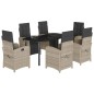 vidaXL Set comedor jardín 7 pzas y cojines ratán sintético gris claro vidaXL Set comedor jardín 7 pzas y cojines ratán sintético gris claro