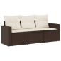 vidaXL Set sofás de jardín 3 piezas y cojines ratán sintético marrón vidaXL Set sofás de jardín 3 piezas y cojines ratán sintético marrón