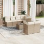 vidaXL Juego de sofás de jardín con cojines beige 8 pzas ratán PE vidaXL Juego de sofás de jardín con cojines beige 8 pzas ratán PE