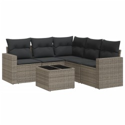 vidaXL Set de muebles de jardín 6 pzas y cojines ratán sintético gris