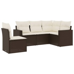 vidaXL Set comedor de jardín 5 piezas y cojines ratán sintético marrón