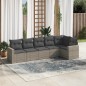 vidaXL Set de muebles de jardín 6 pzas y cojines ratán sintético gris vidaXL Set de muebles de jardín 6 pzas y cojines ratán sintético gris