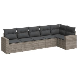 vidaXL Set de muebles de jardín 6 pzas y cojines ratán sintético gris