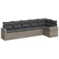 vidaXL Set de muebles de jardín 6 pzas y cojines ratán sintético gris vidaXL Set de muebles de jardín 6 pzas y cojines ratán sintético gris