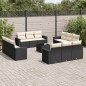 vidaXL Set de sofás de jardín y cojines 13 pzas ratán sintético negro vidaXL Set de sofás de jardín y cojines 13 pzas ratán sintético negro