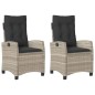 vidaXL Sillones reclinables de jardín con cojines gris 2 uds ratán PE vidaXL Sillones reclinables de jardín con cojines gris 2 uds ratán PE