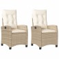 vidaXL Sillones reclinables de jardín con cojines beige 2 uds ratán PE vidaXL Sillones reclinables de jardín con cojines beige 2 uds ratán PE