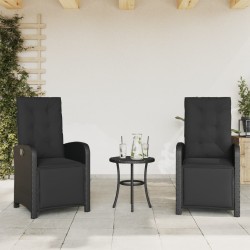 vidaXL Sillones reclinables jardín con reposapiés 2 uds ratán PE negro
