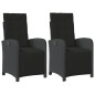 vidaXL Sillones reclinables jardín con reposapiés 2 uds ratán PE negro vidaXL Sillones reclinables jardín con reposapiés 2 uds ratán PE negro