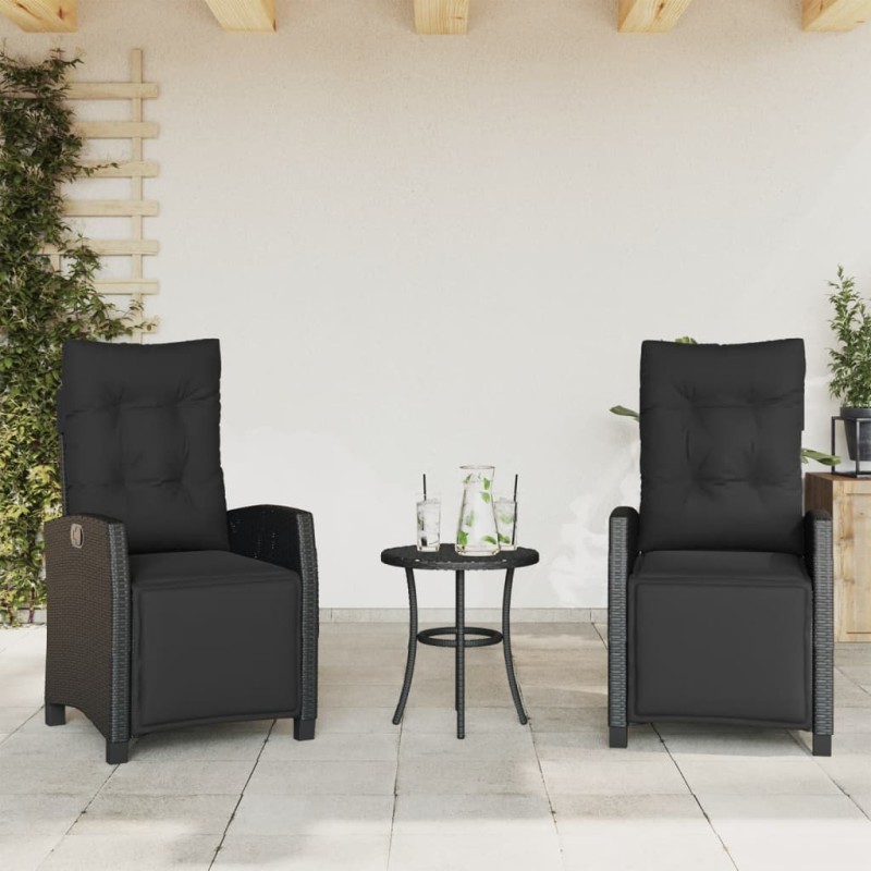 vidaXL Sillones reclinables jardín con reposapiés 2 uds ratán PE negro vidaXL Sillones reclinables jardín con reposapiés 2 uds ratán PE negro