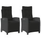 vidaXL Sillones reclinables jardín con reposapiés 2 uds ratán PE negro vidaXL Sillones reclinables jardín con reposapiés 2 uds ratán PE negro