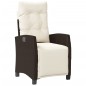 vidaXL Sillón reclinable de jardín con reposapiés ratán PE marrón vidaXL Sillón reclinable de jardín con reposapiés ratán PE marrón