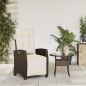 vidaXL Sillón reclinable de jardín con reposapiés ratán PE marrón vidaXL Sillón reclinable de jardín con reposapiés ratán PE marrón
