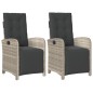 vidaXL Sillón reclinable jardín y reposapiés 2 uds ratán PE gris claro vidaXL Sillón reclinable jardín y reposapiés 2 uds ratán PE gris claro