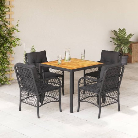 vidaXL Set de muebles jardín 5 pzas con cojines ratán sintético negro