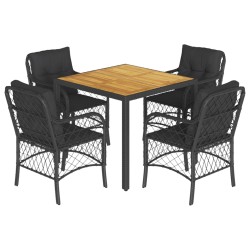 vidaXL Set de muebles jardín 5 pzas con cojines ratán sintético negro