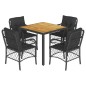 vidaXL Set de muebles jardín 5 pzas con cojines ratán sintético negro