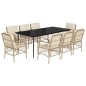 vidaXL Set comedor de jardín 9 pzas con cojines ratán sintético beige vidaXL Set comedor de jardín 9 pzas con cojines ratán sintético beige