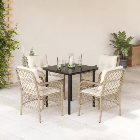 vidaXL Set comedor de jardín 5 pzas con cojines ratán sintético beige