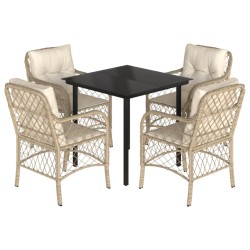 vidaXL Set comedor de jardín 5 pzas con cojines ratán sintético beige