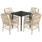 vidaXL Set comedor de jardín 5 pzas con cojines ratán sintético beige vidaXL Set comedor de jardín 5 pzas con cojines ratán sintético beige