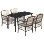 vidaXL Set comedor de jardín 5 piezas y cojines ratán sintético marrón