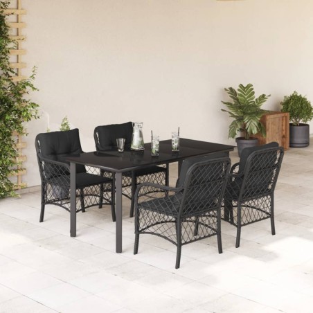 vidaXL Set de muebles jardín 5 pzas con cojines ratán sintético negro