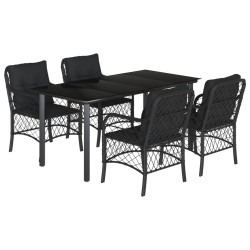 vidaXL Set de muebles jardín 5 pzas con cojines ratán sintético negro