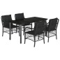 vidaXL Set de muebles jardín 5 pzas con cojines ratán sintético negro vidaXL Set de muebles jardín 5 pzas con cojines ratán sintético negro
