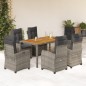vidaXL Set comedor jardín 7 pzas y cojines ratán sintético gris vidaXL Set comedor jardín 7 pzas y cojines ratán sintético gris