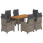 vidaXL Set comedor jardín 7 pzas y cojines ratán sintético gris vidaXL Set comedor jardín 7 pzas y cojines ratán sintético gris